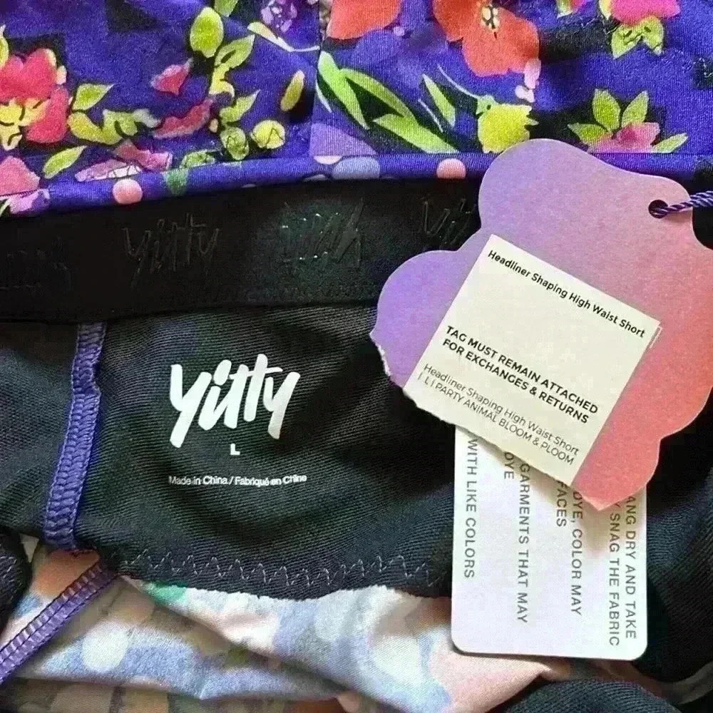 NWT Yitty Waist Shaping Purple Flower Shorts - Picture 2 of 4
